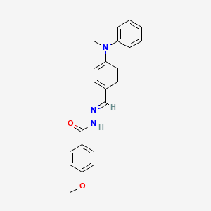 molecular formula C22H21N3O2 B11556216 4-methoxy-N'-[(E)-{4-[methyl(phenyl)amino]phenyl}methylidene]benzohydrazide 