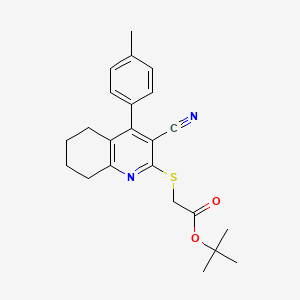 molecular formula C23H26N2O2S B11556226 Tert-butyl {[3-cyano-4-(4-methylphenyl)-5,6,7,8-tetrahydroquinolin-2-yl]sulfanyl}acetate 