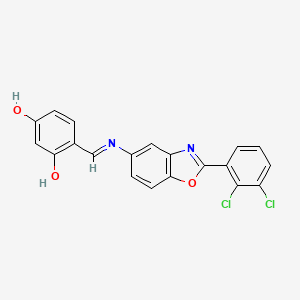 molecular formula C20H12Cl2N2O3 B11556240 4-[(E)-{[2-(2,3-dichlorophenyl)-1,3-benzoxazol-5-yl]imino}methyl]benzene-1,3-diol 