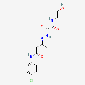 (3E)-N-(4-chlorophenyl)-3-(2-{[(2-hydroxyethyl)amino](oxo)acetyl}hydrazinylidene)butanamide