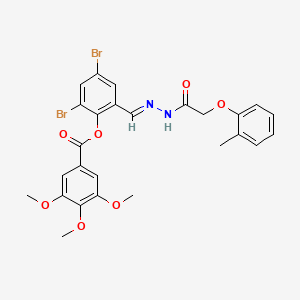 molecular formula C26H24Br2N2O7 B11556293 2,4-dibromo-6-[(E)-{2-[(2-methylphenoxy)acetyl]hydrazinylidene}methyl]phenyl 3,4,5-trimethoxybenzoate 