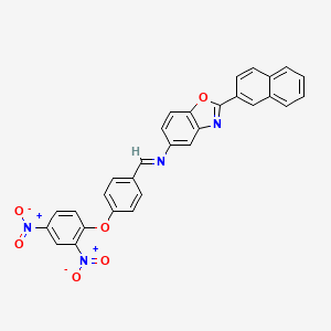 molecular formula C30H18N4O6 B11556300 N-{(E)-[4-(2,4-dinitrophenoxy)phenyl]methylidene}-2-(naphthalen-2-yl)-1,3-benzoxazol-5-amine 