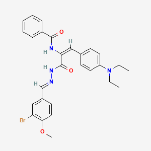 N-{(1E)-3-[(2E)-2-(3-bromo-4-methoxybenzylidene)hydrazinyl]-1-[4-(diethylamino)phenyl]-3-oxoprop-1-en-2-yl}benzamide