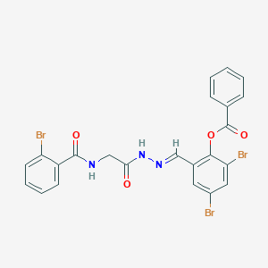 2,4-Dibromo-6-[(E)-({2-[(2-bromophenyl)formamido]acetamido}imino)methyl]phenyl benzoate