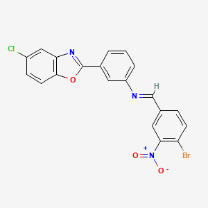 molecular formula C20H11BrClN3O3 B11556412 N-[(E)-(4-bromo-3-nitrophenyl)methylidene]-3-(5-chloro-1,3-benzoxazol-2-yl)aniline 