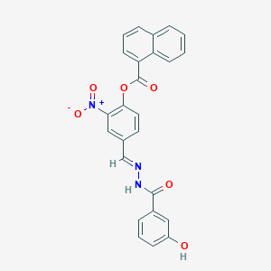 molecular formula C25H17N3O6 B11556421 4-[(E)-{2-[(3-hydroxyphenyl)carbonyl]hydrazinylidene}methyl]-2-nitrophenyl naphthalene-1-carboxylate 