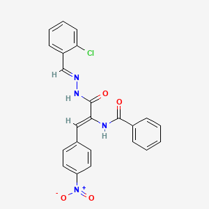 molecular formula C23H17ClN4O4 B11556455 N-[(1Z)-3-[(2E)-2-(2-chlorobenzylidene)hydrazinyl]-1-(4-nitrophenyl)-3-oxoprop-1-en-2-yl]benzamide 