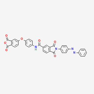 N-{4-[(1,3-dioxo-1,3-dihydro-2-benzofuran-5-yl)oxy]phenyl}-1,3-dioxo-2-{4-[(E)-phenyldiazenyl]phenyl}-2,3-dihydro-1H-isoindole-5-carboxamide