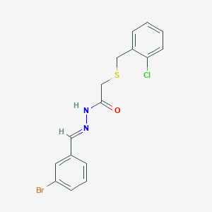 molecular formula C16H14BrClN2OS B11556490 N'-[(E)-(3-bromophenyl)methylidene]-2-[(2-chlorobenzyl)sulfanyl]acetohydrazide 