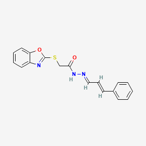 molecular formula C18H15N3O2S B11556497 2-(1,3-benzoxazol-2-ylsulfanyl)-N'-[(1E,2E)-3-phenylprop-2-en-1-ylidene]acetohydrazide 