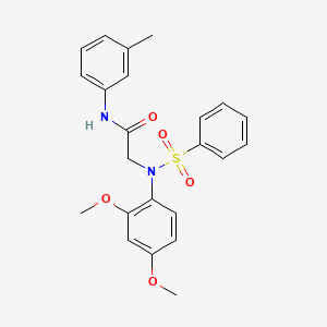 molecular formula C23H24N2O5S B11556530 2-[N-(2,4-Dimethoxyphenyl)benzenesulfonamido]-N-(3-methylphenyl)acetamide 