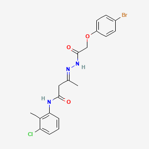 molecular formula C19H19BrClN3O3 B11556586 (3E)-3-{2-[(4-bromophenoxy)acetyl]hydrazinylidene}-N-(3-chloro-2-methylphenyl)butanamide 