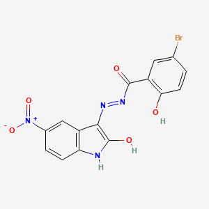 molecular formula C15H9BrN4O5 B11556602 5-bromo-2-hydroxy-N'-[(3Z)-5-nitro-2-oxo-1,2-dihydro-3H-indol-3-ylidene]benzohydrazide CAS No. 339159-94-3