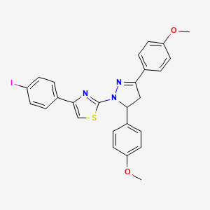 2-[3,5-bis(4-methoxyphenyl)-4,5-dihydro-1H-pyrazol-1-yl]-4-(4-iodophenyl)-1,3-thiazole