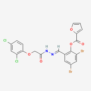 2,4-dibromo-6-[(E)-{2-[(2,4-dichlorophenoxy)acetyl]hydrazinylidene}methyl]phenyl furan-2-carboxylate