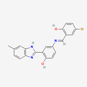 4-bromo-2-[(E)-{[4-hydroxy-3-(5-methyl-1H-benzimidazol-2-yl)phenyl]imino}methyl]phenol