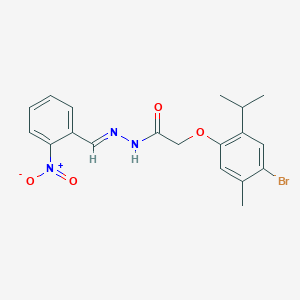 molecular formula C19H20BrN3O4 B11556666 2-[4-bromo-5-methyl-2-(propan-2-yl)phenoxy]-N'-[(E)-(2-nitrophenyl)methylidene]acetohydrazide 