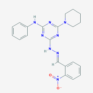 4-[(2E)-2-(2-nitrobenzylidene)hydrazinyl]-N-phenyl-6-(piperidin-1-yl)-1,3,5-triazin-2-amine