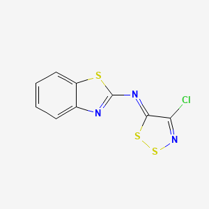 molecular formula C9H4ClN3S3 B11556688 N-[(5Z)-4-chloro-5H-1,2,3-dithiazol-5-ylidene]-1,3-benzothiazol-2-amine 