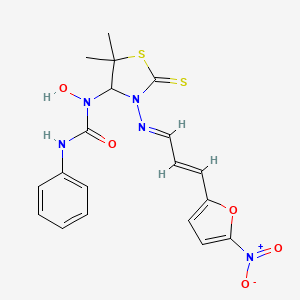 1-(5,5-dimethyl-3-{[(1E,2E)-3-(5-nitrofuran-2-yl)prop-2-en-1-ylidene]amino}-2-thioxo-1,3-thiazolidin-4-yl)-1-hydroxy-3-phenylurea