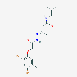 molecular formula C17H23Br2N3O3 B11556746 (3E)-3-{[(2,4-dibromo-5-methylphenoxy)acetyl]hydrazono}-N-isobutylbutanamide 