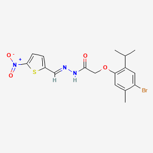 2-[4-bromo-5-methyl-2-(propan-2-yl)phenoxy]-N'-[(E)-(5-nitrothiophen-2-yl)methylidene]acetohydrazide