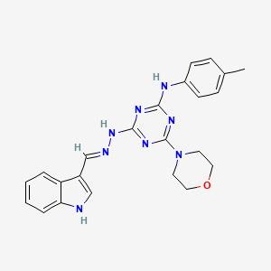 molecular formula C23H24N8O B11556759 4-[(2E)-2-(1H-indol-3-ylmethylidene)hydrazinyl]-N-(4-methylphenyl)-6-(morpholin-4-yl)-1,3,5-triazin-2-amine 