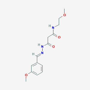 3-[(2E)-2-(3-methoxybenzylidene)hydrazinyl]-N-(2-methoxyethyl)-3-oxopropanamide