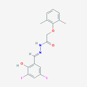 2-(2,6-dimethylphenoxy)-N'-[(E)-(2-hydroxy-3,5-diiodophenyl)methylidene]acetohydrazide