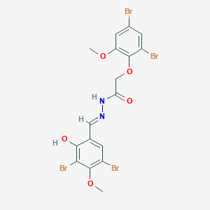 molecular formula C17H14Br4N2O5 B11556849 N'-[(E)-(3,5-dibromo-2-hydroxy-4-methoxyphenyl)methylidene]-2-(2,4-dibromo-6-methoxyphenoxy)acetohydrazide 