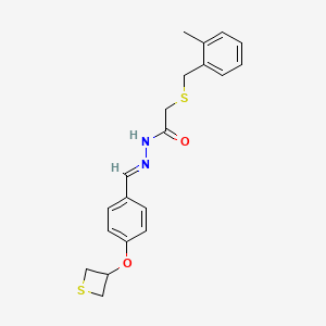 molecular formula C20H22N2O2S2 B11556859 2-[(2-methylbenzyl)sulfanyl]-N'-{(E)-[4-(thietan-3-yloxy)phenyl]methylidene}acetohydrazide 