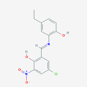 molecular formula C15H13ClN2O4 B11556867 4-Chloro-2-[(E)-[(5-ethyl-2-hydroxyphenyl)imino]methyl]-6-nitrophenol 