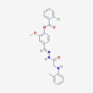 2-Methoxy-4-[(E)-({2-[(2-methylphenyl)amino]acetamido}imino)methyl]phenyl 2-chlorobenzoate