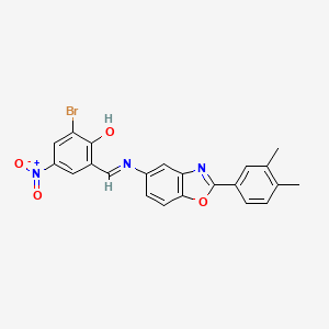 2-bromo-6-[(E)-{[2-(3,4-dimethylphenyl)-1,3-benzoxazol-5-yl]imino}methyl]-4-nitrophenol