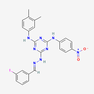 N-(3,4-dimethylphenyl)-6-[(2E)-2-(3-iodobenzylidene)hydrazinyl]-N'-(4-nitrophenyl)-1,3,5-triazine-2,4-diamine