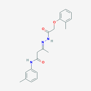 molecular formula C20H23N3O3 B11556936 (3E)-3-{2-[(2-methylphenoxy)acetyl]hydrazinylidene}-N-(3-methylphenyl)butanamide 