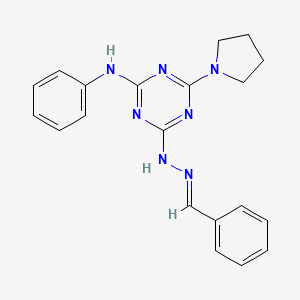 4-[(2E)-2-benzylidenehydrazinyl]-N-phenyl-6-(pyrrolidin-1-yl)-1,3,5-triazin-2-amine