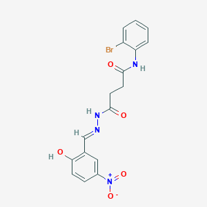 molecular formula C17H15BrN4O5 B11556973 N-(2-Bromophenyl)-3-{N'-[(E)-(2-hydroxy-5-nitrophenyl)methylidene]hydrazinecarbonyl}propanamide 