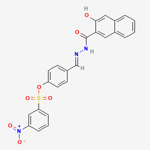 molecular formula C24H17N3O7S B11556999 4-[(E)-{2-[(3-hydroxynaphthalen-2-yl)carbonyl]hydrazinylidene}methyl]phenyl 3-nitrobenzenesulfonate 