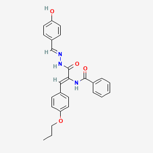 N-[(1Z)-3-[(2E)-2-(4-hydroxybenzylidene)hydrazinyl]-3-oxo-1-(4-propoxyphenyl)prop-1-en-2-yl]benzamide