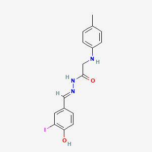 molecular formula C16H16IN3O2 B11557028 N'-[(E)-(4-hydroxy-3-iodophenyl)methylidene]-2-[(4-methylphenyl)amino]acetohydrazide (non-preferred name) 