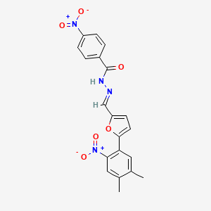 molecular formula C20H16N4O6 B11557039 N'-[(E)-[5-(4,5-Dimethyl-2-nitrophenyl)furan-2-YL]methylidene]-4-nitrobenzohydrazide 