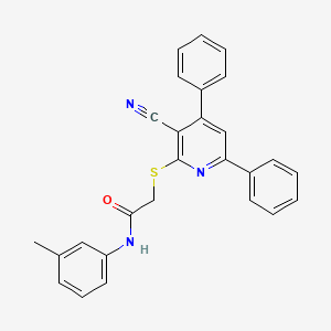 molecular formula C27H21N3OS B11557040 2-[(3-cyano-4,6-diphenylpyridin-2-yl)sulfanyl]-N-(3-methylphenyl)acetamide 