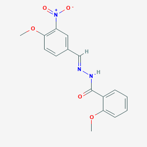 molecular formula C16H15N3O5 B11557116 2-Methoxy-N'-[(E)-(4-methoxy-3-nitrophenyl)methylidene]benzohydrazide 