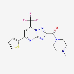 molecular formula C16H15F3N6OS B11557126 (4-Methylpiperazino)[5-(2-thienyl)-7-(trifluoromethyl)[1,2,4]triazolo[1,5-a]pyrimidin-2-yl]methanone 