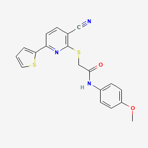 2-{[3-cyano-6-(thiophen-2-yl)pyridin-2-yl]sulfanyl}-N-(4-methoxyphenyl)acetamide