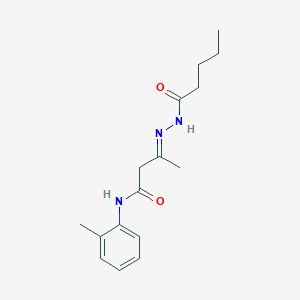 (3E)-N-(2-methylphenyl)-3-(2-pentanoylhydrazinylidene)butanamide