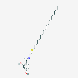 molecular formula C27H47NO2S B11557140 4-[(E)-{[2-(octadecylsulfanyl)ethyl]imino}methyl]benzene-1,3-diol 