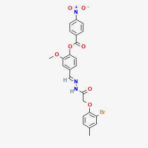 molecular formula C24H20BrN3O7 B11557143 4-[(E)-{2-[(2-bromo-4-methylphenoxy)acetyl]hydrazinylidene}methyl]-2-methoxyphenyl 4-nitrobenzoate 