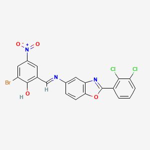 molecular formula C20H10BrCl2N3O4 B11557151 2-bromo-6-[(E)-{[2-(2,3-dichlorophenyl)-1,3-benzoxazol-5-yl]imino}methyl]-4-nitrophenol 